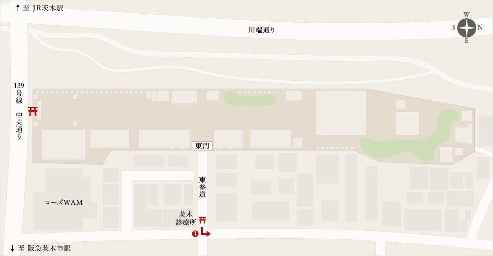 茨木神社　周辺地図